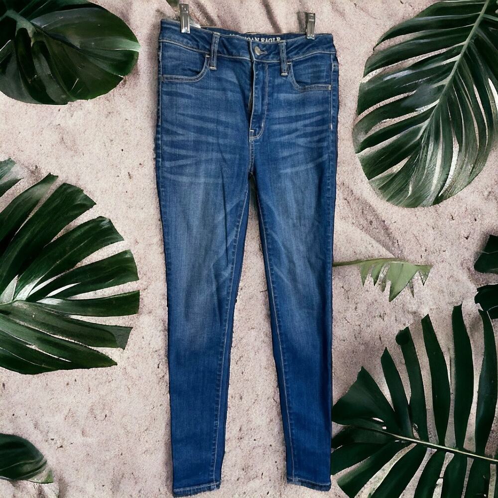 American Eagle Womens Jeans Sz 2 Super Stretch Hi-Rise Jegging High Rise Blue